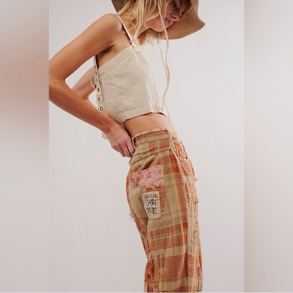 Magnolia Pearl Patchwork Crossroads Carmel Plaid Pants Free People